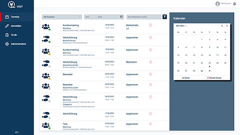 Screenshot aus dem Besuchermanagementsystem Q-Visit